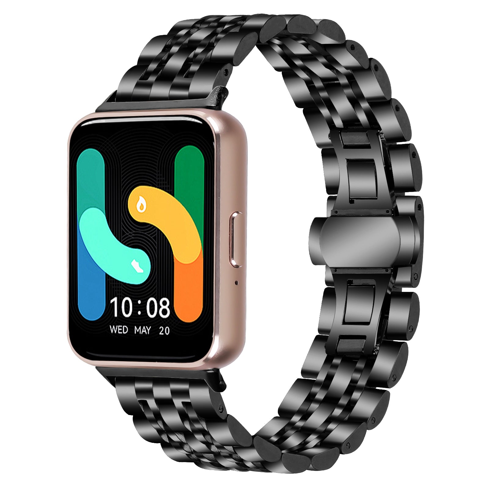 For Samsung Galaxy Fit3 SM-R390 Smartwatch Wrist Band Stainless Steel Watch Strap - Black