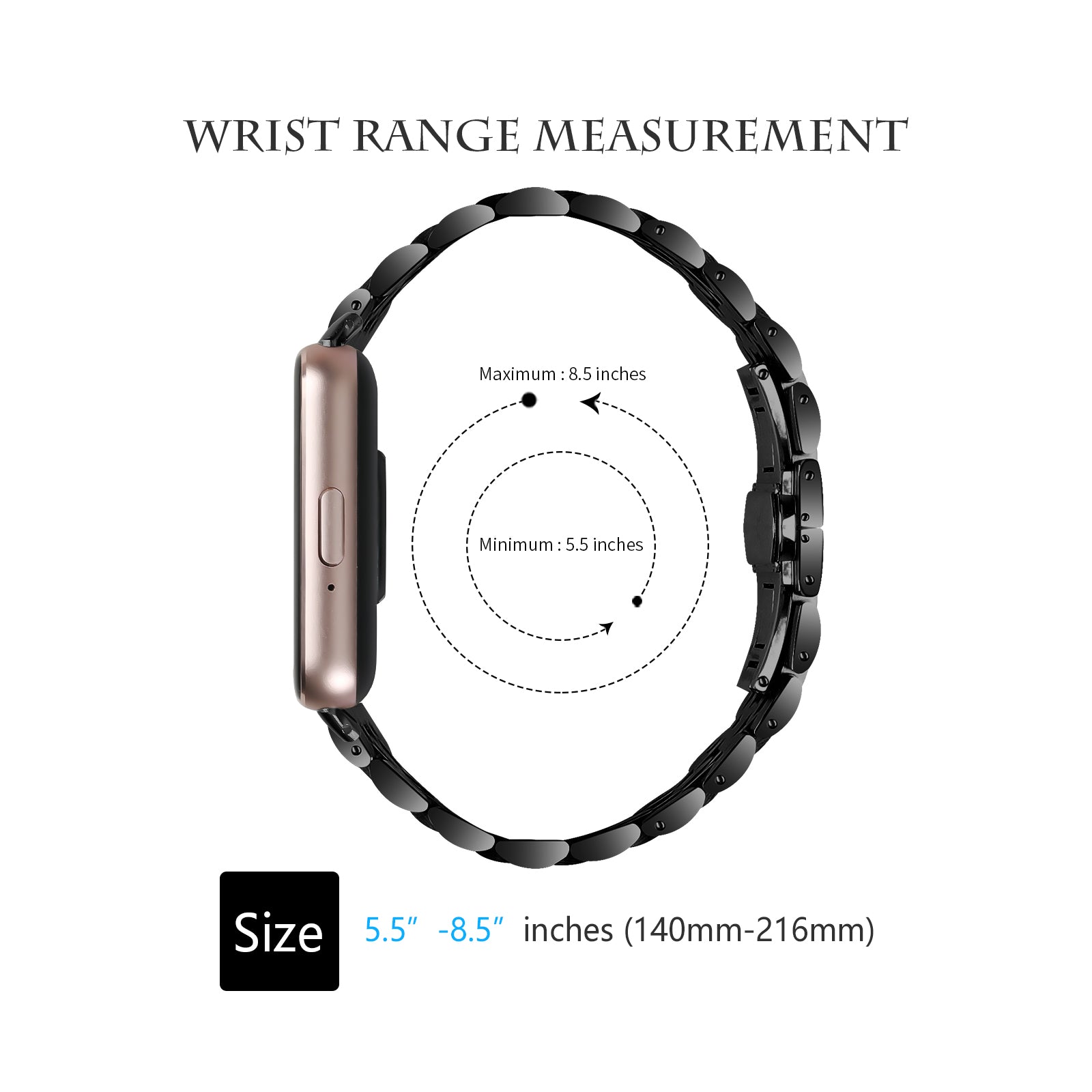For Samsung Galaxy Fit3 SM-R390 Smartwatch Wrist Band Stainless Steel Watch Strap - Black