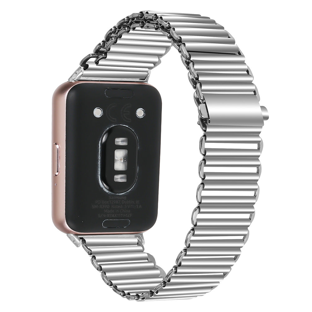 For Samsung Galaxy Fit3 SM-R390 Stainless Steel Hollow Watch Band Wrist Strap - Silver