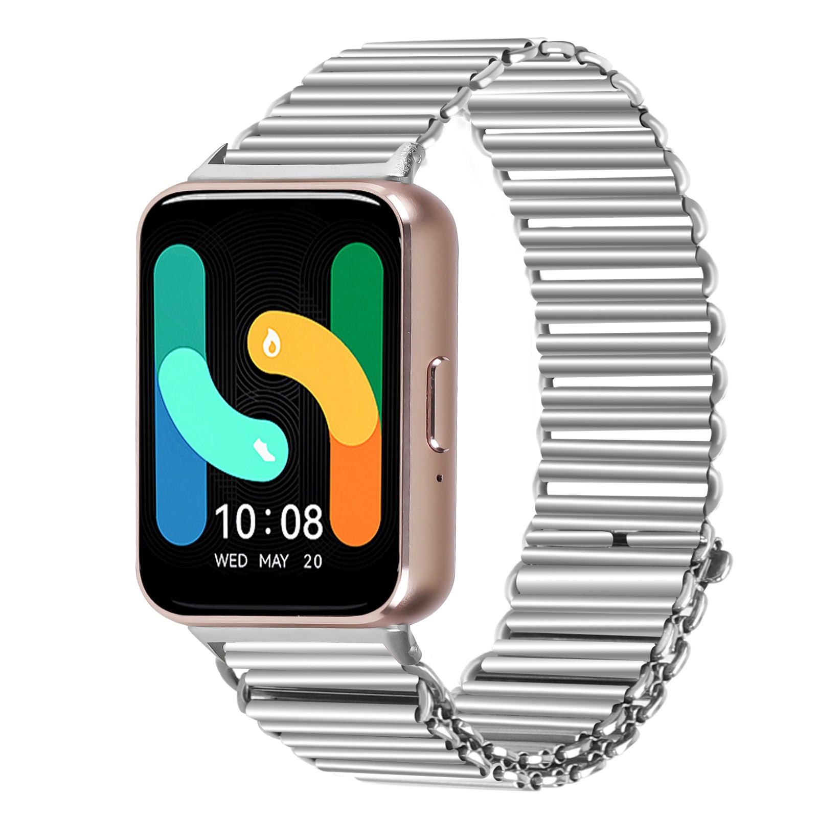 For Samsung Galaxy Fit3 SM-R390 Stainless Steel Hollow Watch Band Wrist Strap - Silver