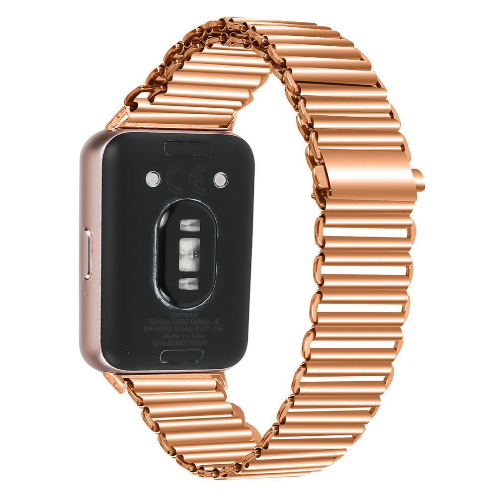 For Samsung Galaxy Fit3 SM-R390 Stainless Steel Watch Band Electroplating Color Wrist Strap - Black