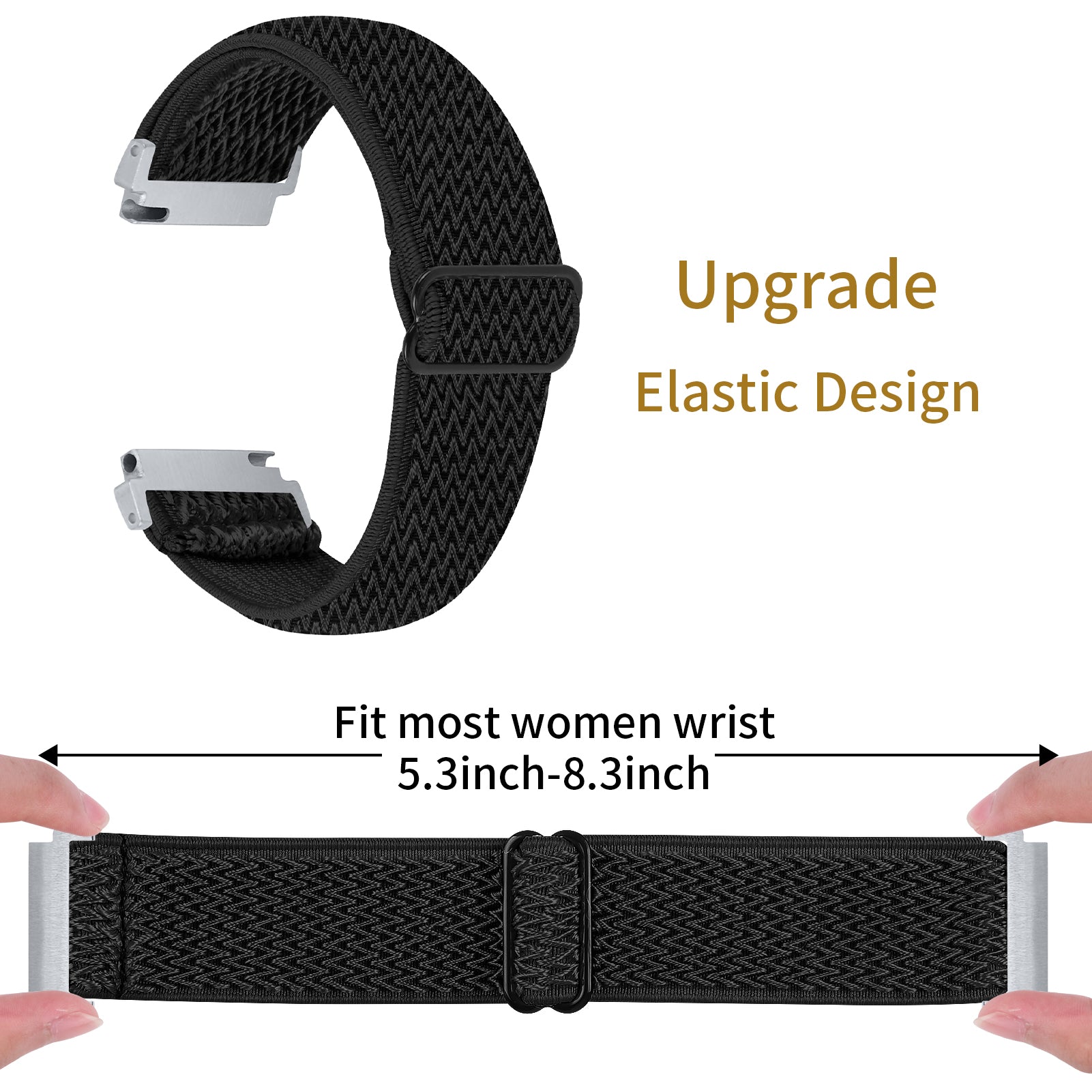 For Verizon Gizmo Watch 3 Elastic Wrist Band Wavy Pattern Woven Nylon Watch Strap - Black