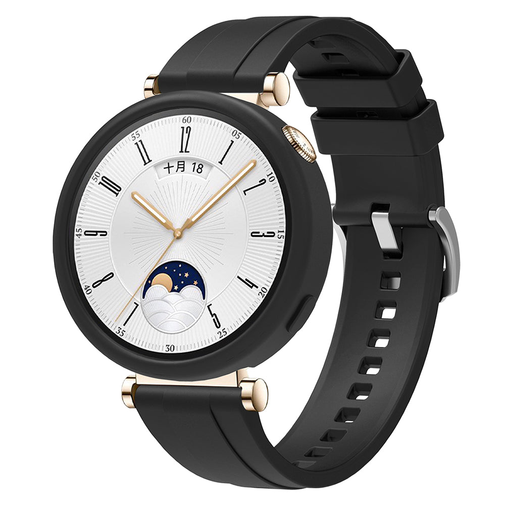 For Huawei Watch GT 4 41mm Replacement Silicone Band with Watch Case - Black