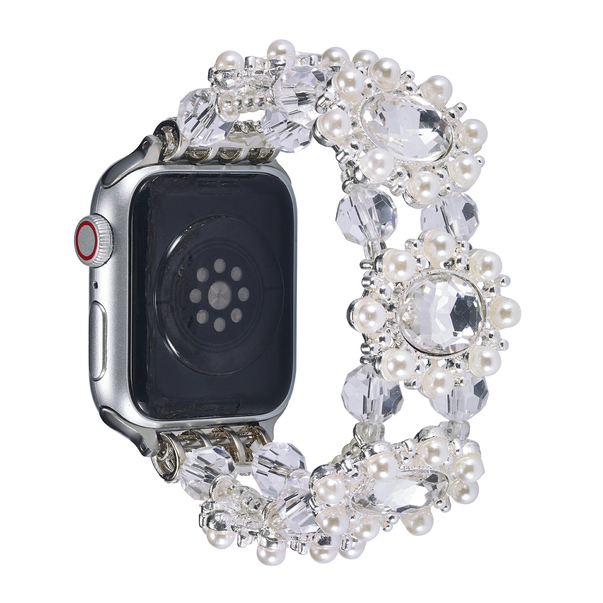 For Apple Watch Ultra 2 Ultra 49mm / 9 8 7 45mm / 6 5 4 SE (2023) SE (2022) SE 44mm / 3 2 1 42mm Pearl Bracelet Watch Band - Rose Gold - Black