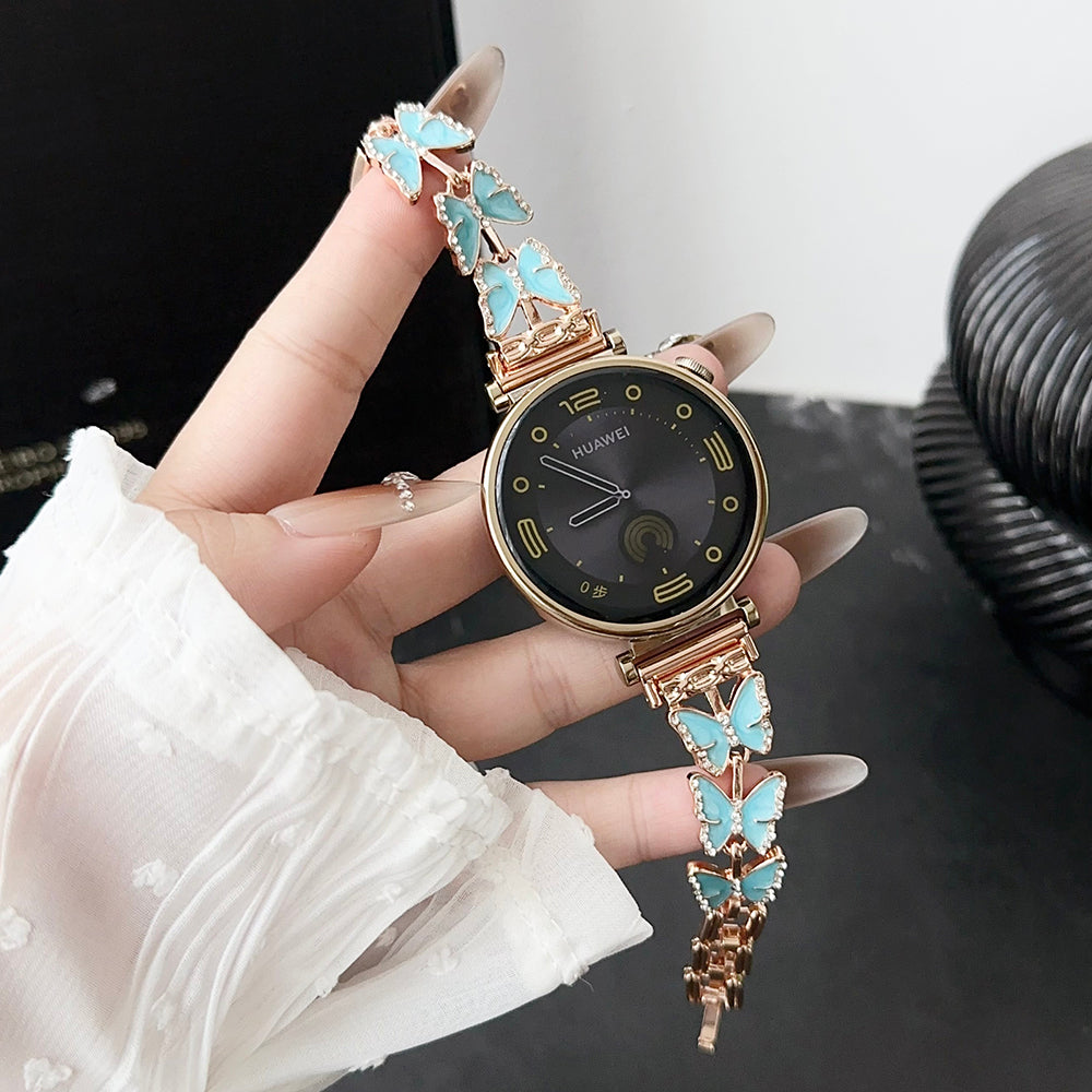 For Samsung Galaxy Watch6 Classic 43mm /  Watch6 40mm Watch Bracelet 20mm Zinc Alloy Strap - Blue+Butterfly
