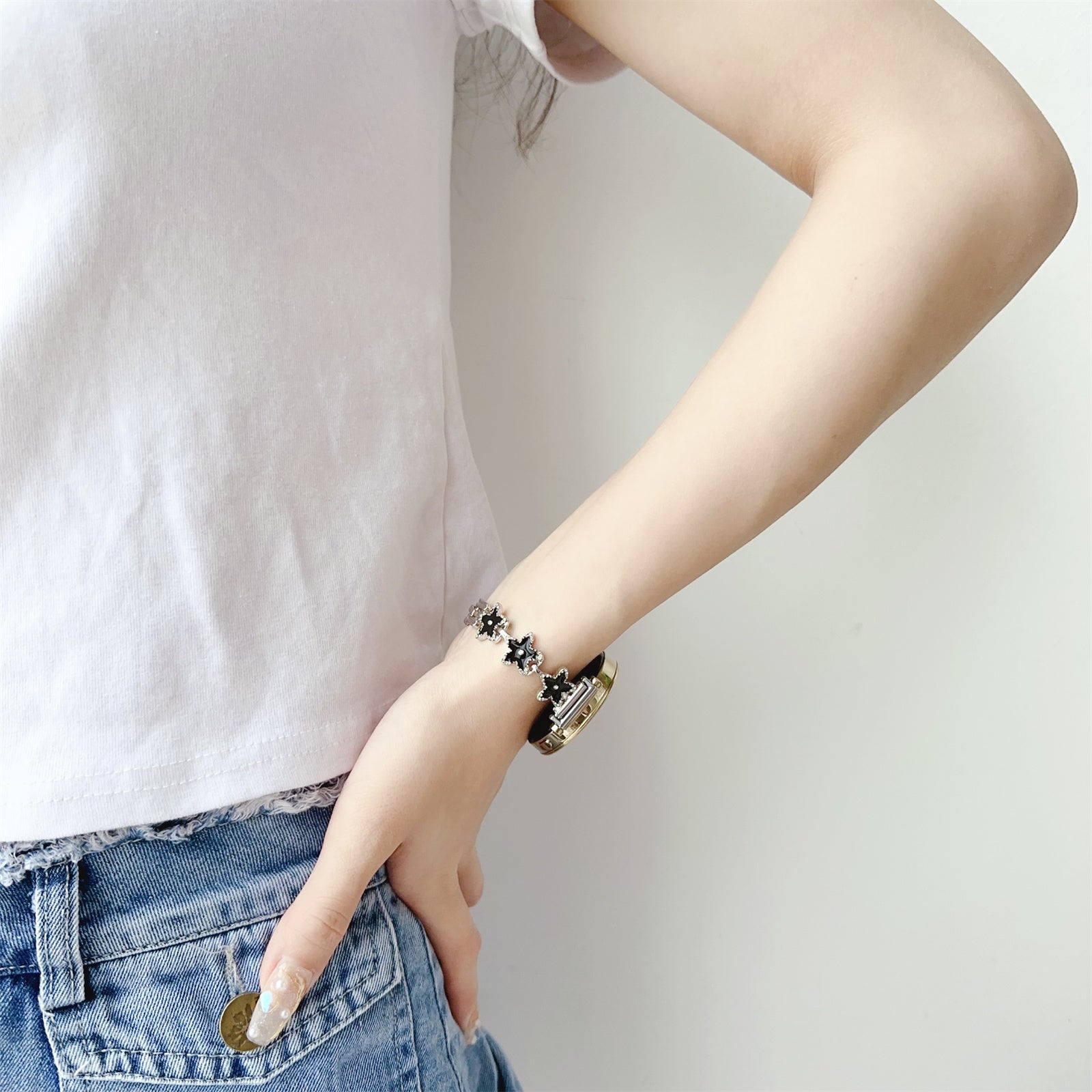 For Samsung Galaxy Watch6 Classic 43mm /  Watch6 40mm Watch Bracelet 20mm Zinc Alloy Strap - Blue+Butterfly