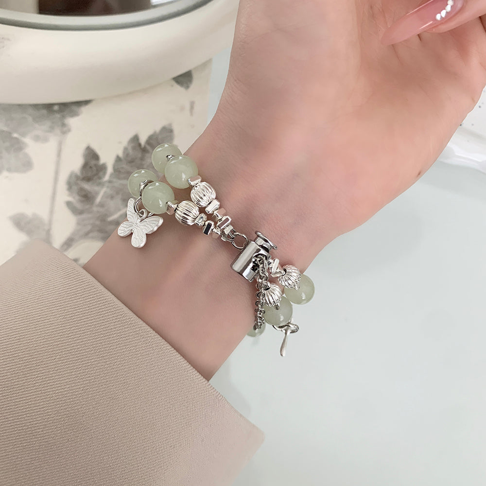 For Apple Watch Ultra 2 Ultra 49mm / 9 8 7 45mm / 6 5 4 SE (2023) SE (2022) SE 44mm / 3 2 1 42mm Beaded Band Watch Bracelet - Jade Beads