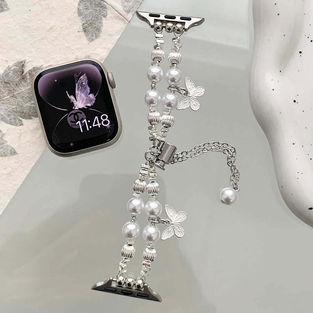For Apple Watch Ultra 2 Ultra 49mm / 9 8 7 45mm / 6 5 4 SE (2023) SE (2022) SE 44mm / 3 2 1 42mm Beaded Band Watch Bracelet - Jade Beads