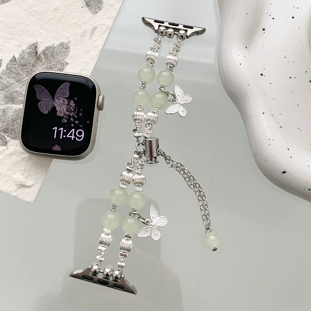 For Apple Watch Series 9 8 7 41mm / 6 5 4 SE (2023) SE (2022) SE 40mm / 3 2 1 38mm Watch Strap Beads Bracelets - Jade Beads