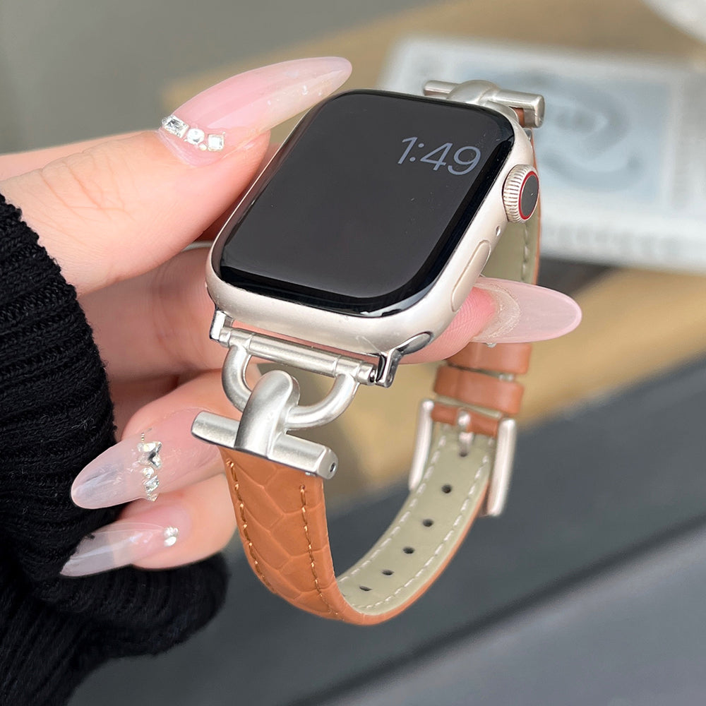 For Apple Watch Ultra 2 Ultra 49mm / 9 8 7 45mm / 6 5 4 SE (2023) SE (2022) SE 44mm / 3 2 1 42mm Watchband Genuine Cow Leather Strap - Light Brown