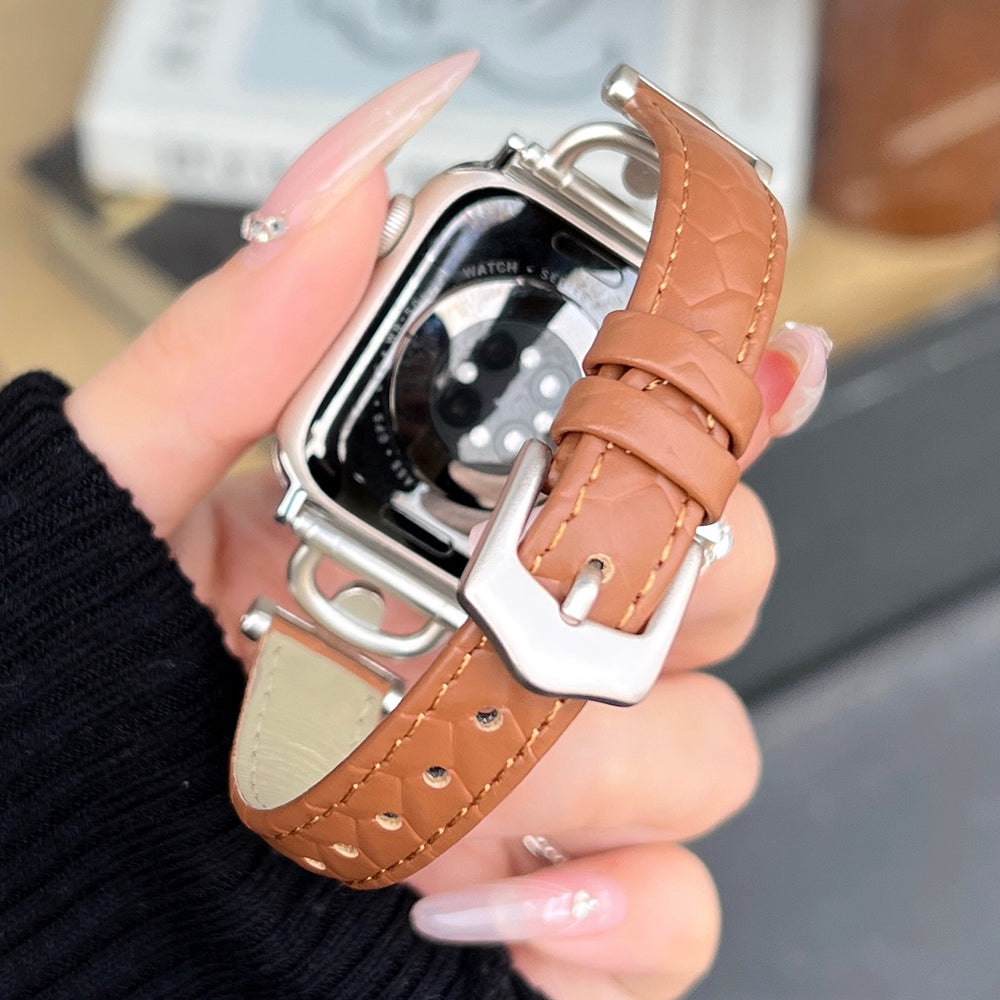 For Apple Watch Ultra 2 Ultra 49mm / 9 8 7 45mm / 6 5 4 SE (2023) SE (2022) SE 44mm / 3 2 1 42mm Watchband Genuine Cow Leather Strap - Light Brown