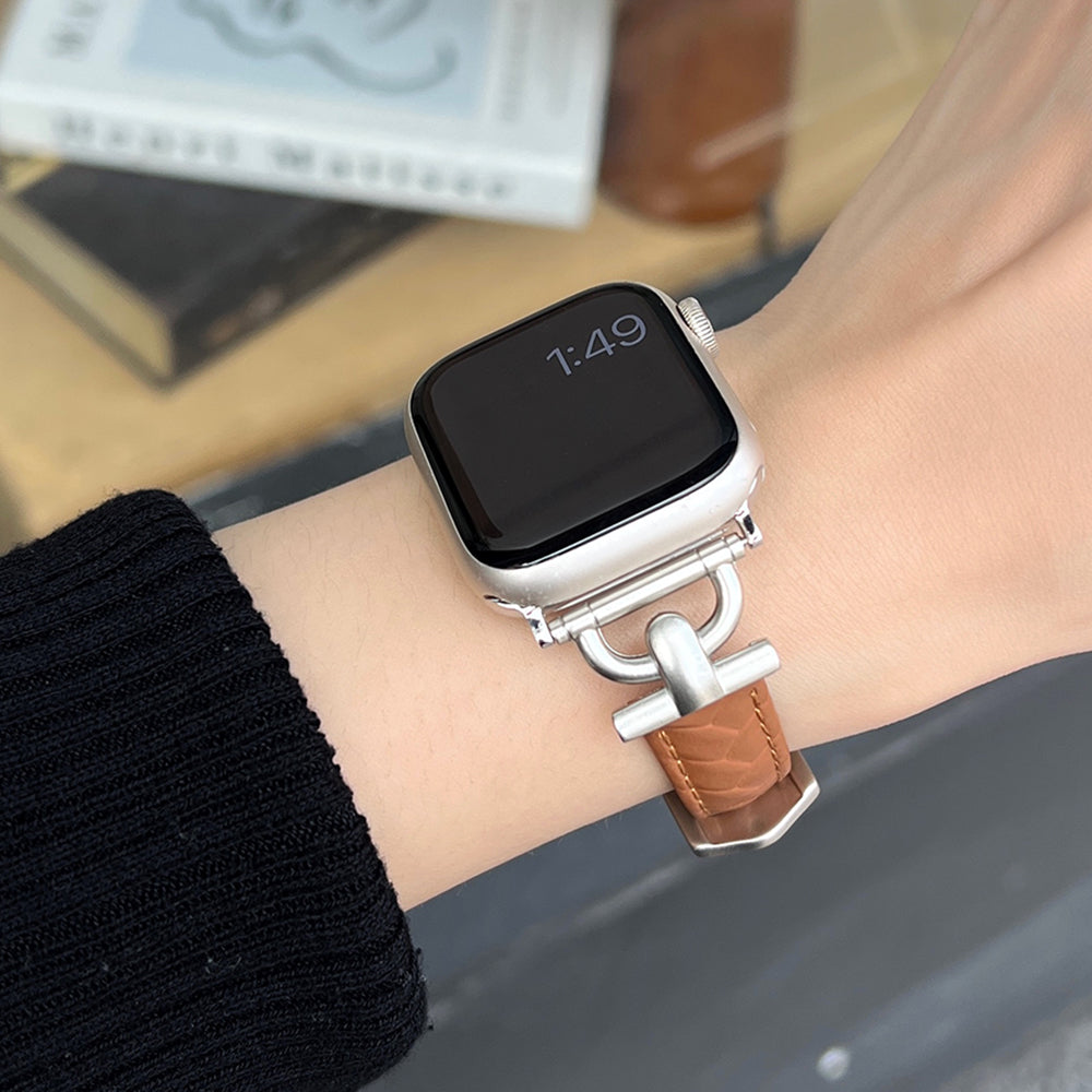 For Apple Watch Ultra 2 Ultra 49mm / 9 8 7 45mm / 6 5 4 SE (2023) SE (2022) SE 44mm / 3 2 1 42mm Watchband Genuine Cow Leather Strap - Light Brown