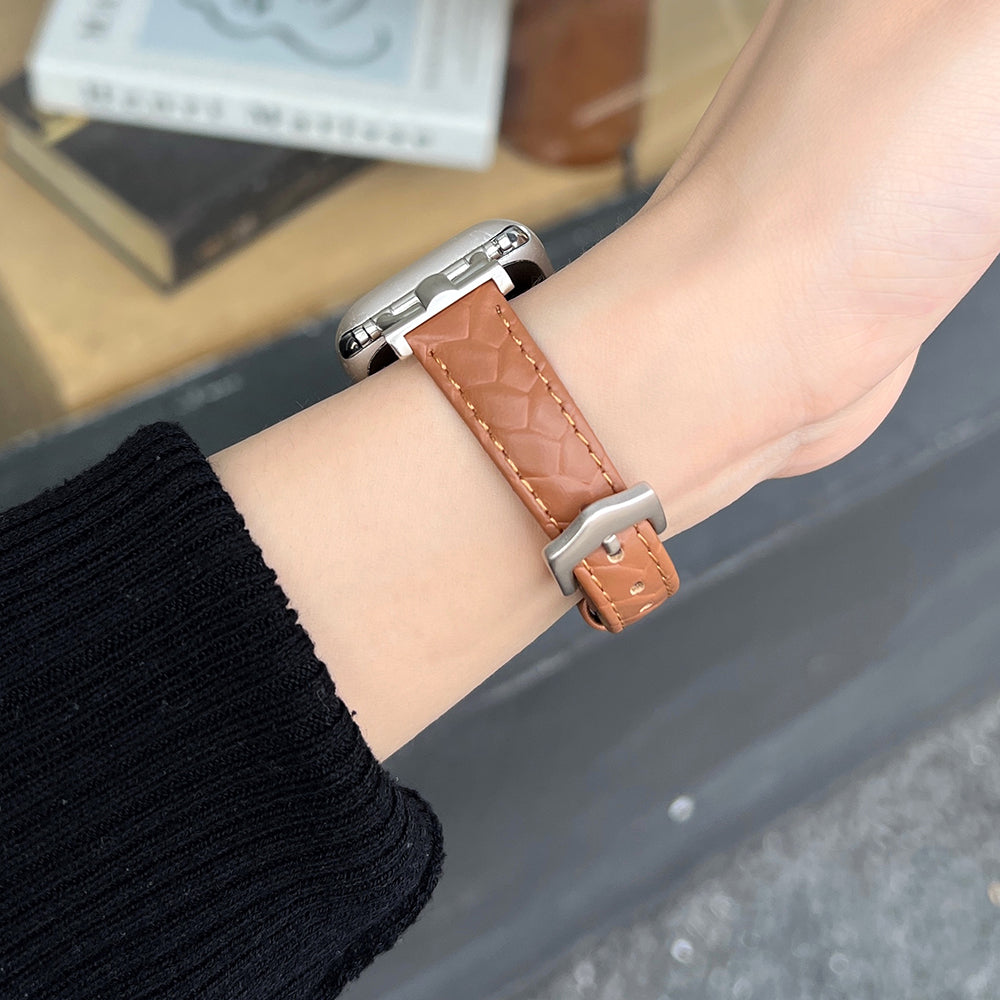 For Apple Watch Ultra 2 Ultra 49mm / 9 8 7 45mm / 6 5 4 SE (2023) SE (2022) SE 44mm / 3 2 1 42mm Watchband Genuine Cow Leather Strap - Light Brown