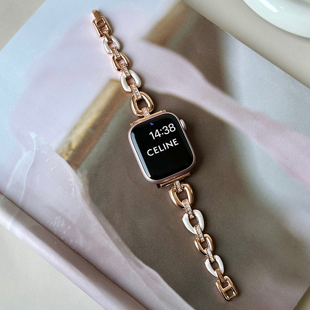 For pple Watch Ultra 2 Ultra 49mm / 9 8 7 45mm / 6 5 4 SE (2023) SE (2022) SE 44mm / 3 2 1 42mm Wristband Zinc Alloy Watch Strap - Rose Gold