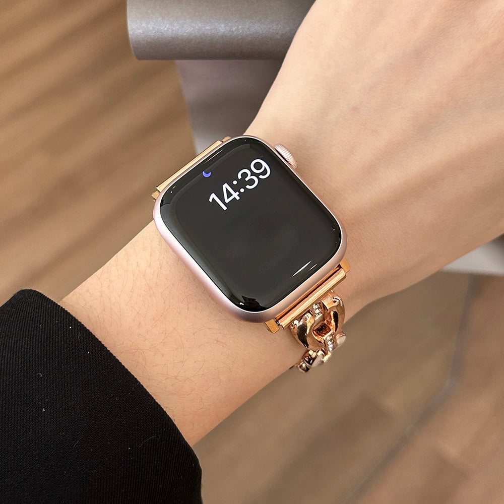 For pple Watch Ultra 2 Ultra 49mm / 9 8 7 45mm / 6 5 4 SE (2023) SE (2022) SE 44mm / 3 2 1 42mm Wristband Zinc Alloy Watch Strap - Rose Gold