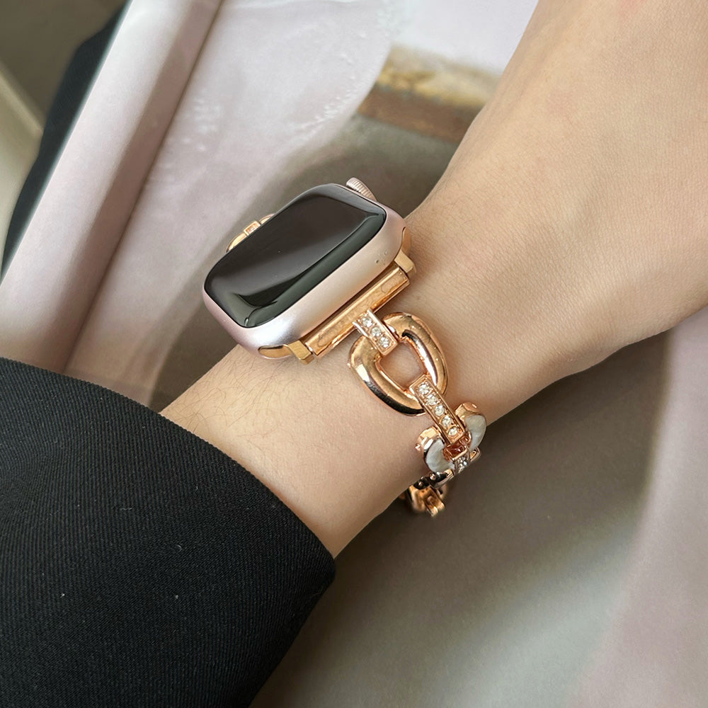For pple Watch Ultra 2 Ultra 49mm / 9 8 7 45mm / 6 5 4 SE (2023) SE (2022) SE 44mm / 3 2 1 42mm Wristband Zinc Alloy Watch Strap - Rose Gold