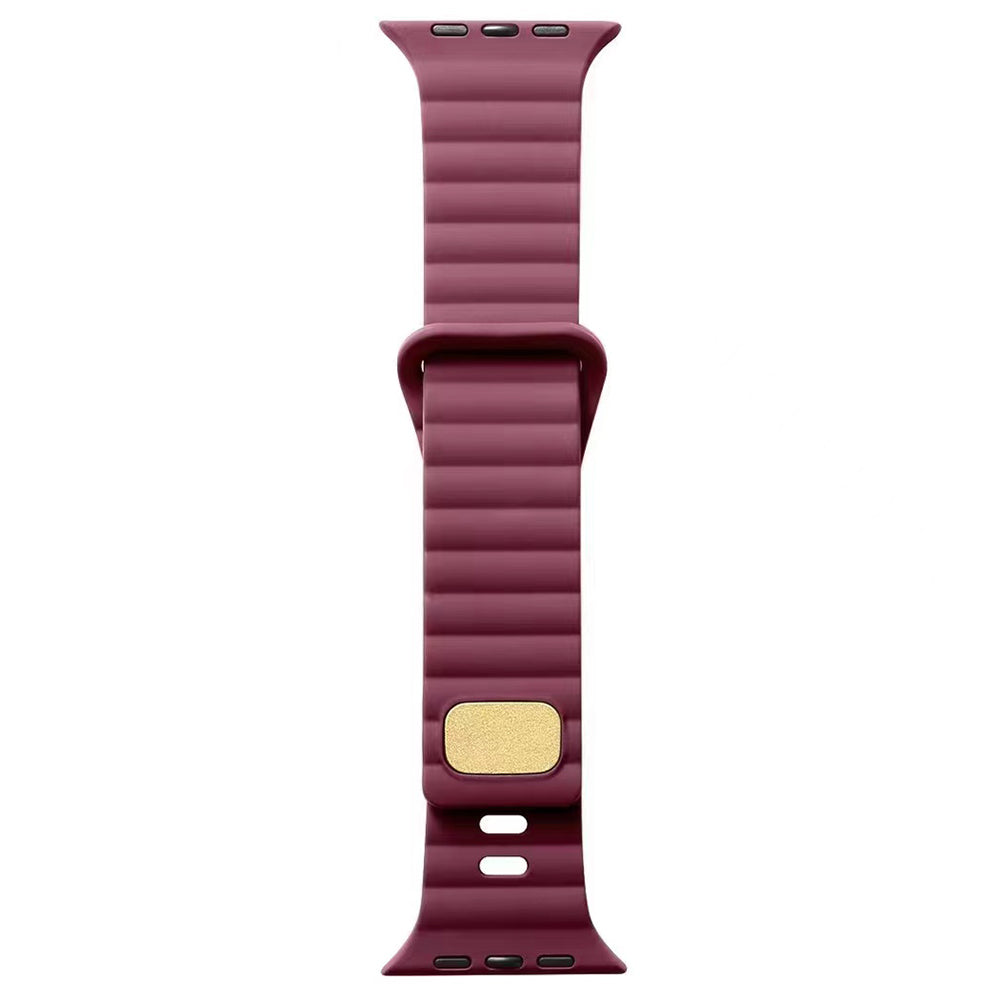 For Apple Watch Ultra 2 Ultra 49mm / 9 8 7 45mm / 6 5 4 SE (2023) SE (2022) SE 44mm / 3 2 1 42mm Silicone Watch Band with Nail Buckle - Yellow