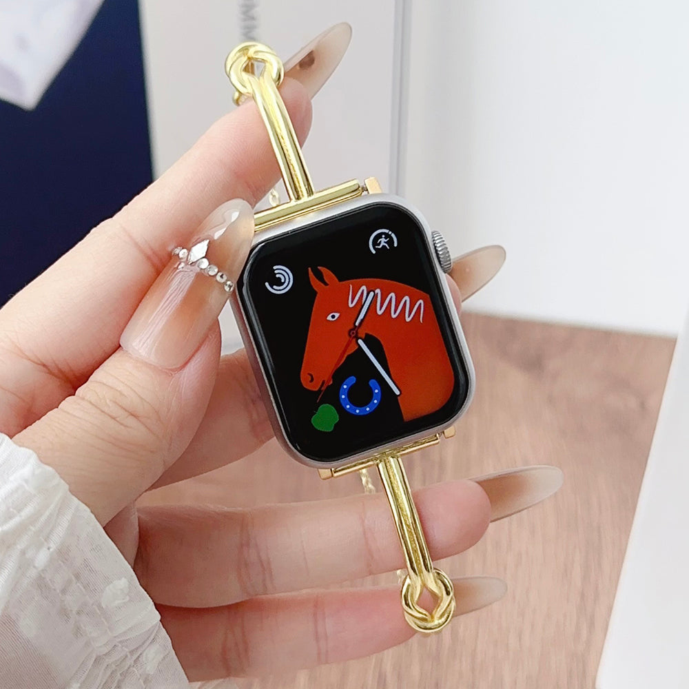 For Apple Watch Ultra 2 Ultra 49mm / 9 8 45mm / 6 5 4 SE (2023) SE (2022) SE 44mm / 3 2 1 42mm Alloy Strap Knotted Watch Band - Rose Gold