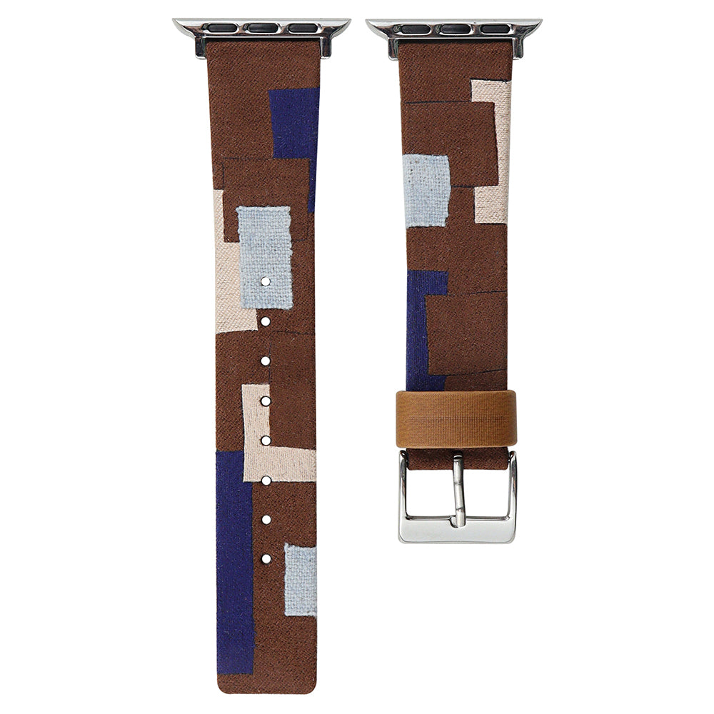 For Apple Watch Ultra 2 Ultra 49mm / 9 8 7 45mm / 6 5 4 SE (2023) SE (2022) SE 44mm / 3 2 1 42mm Denim+PU Leather Wrist Band - Blue Dyeing+Brown