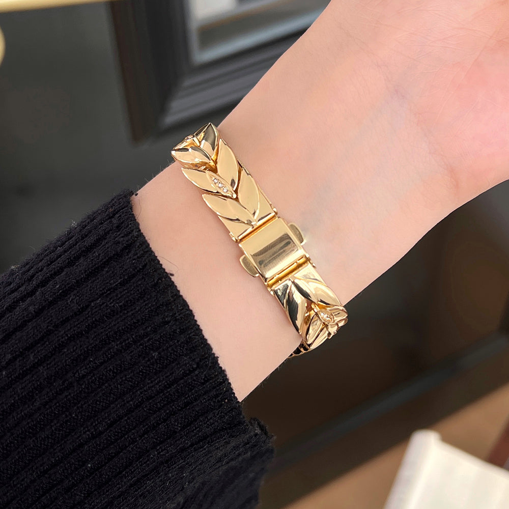 For Apple Watch Ultra 2 Ultra 49mm / 9 8 7 45mm / 6 5 4 SE (2023) SE (2022) SE 44mm / 3 2 1 42mm Wheat Spike Zinc Alloy Wristband - Gold