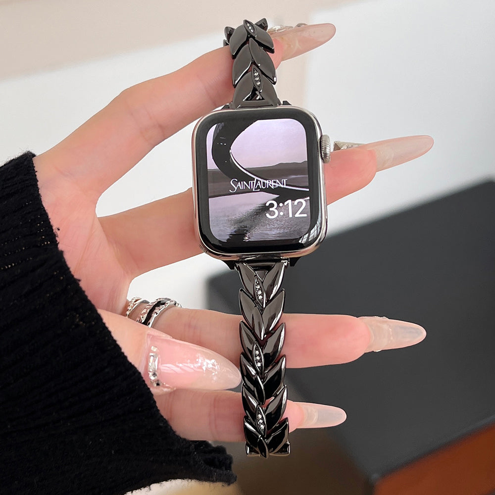 For Apple Watch Ultra 2 Ultra 49mm / 9 8 7 45mm / 6 5 4 SE (2023) SE (2022) SE 44mm / 3 2 1 42mm Wheat Spike Zinc Alloy Wristband - Gold