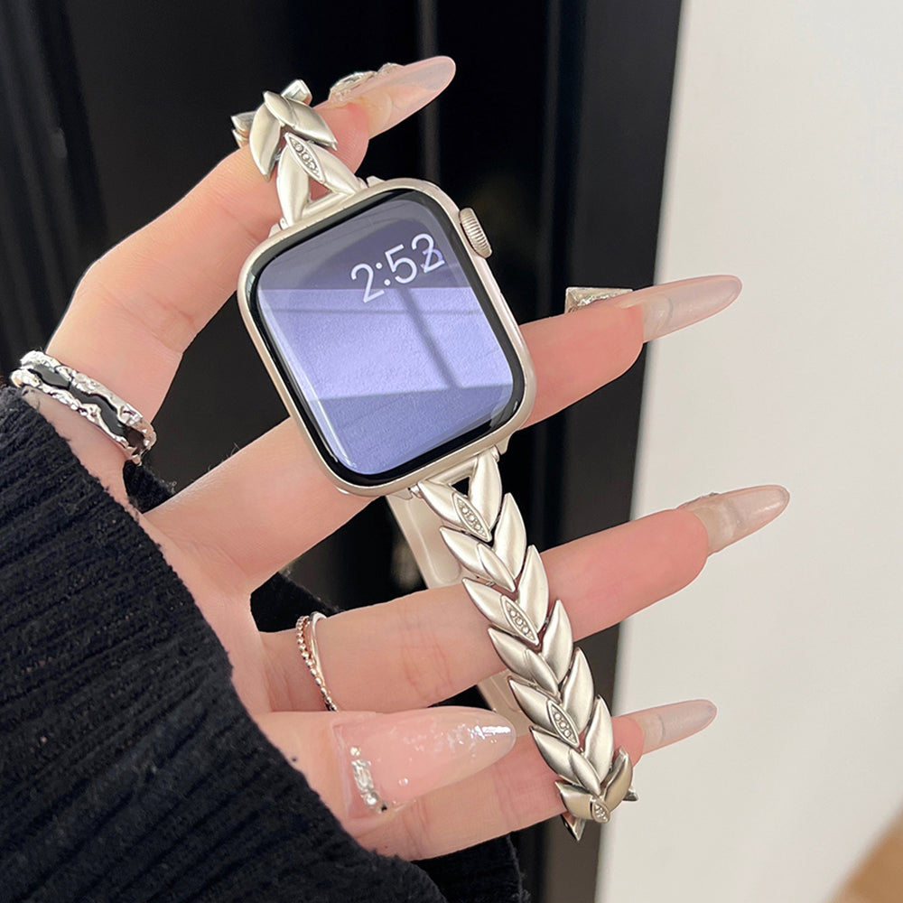 For Apple Watch Ultra 2 Ultra 49mm / 9 8 7 45mm / 6 5 4 SE (2023) SE (2022) SE 44mm / 3 2 1 42mm Wheat Spike Zinc Alloy Wristband - Gold
