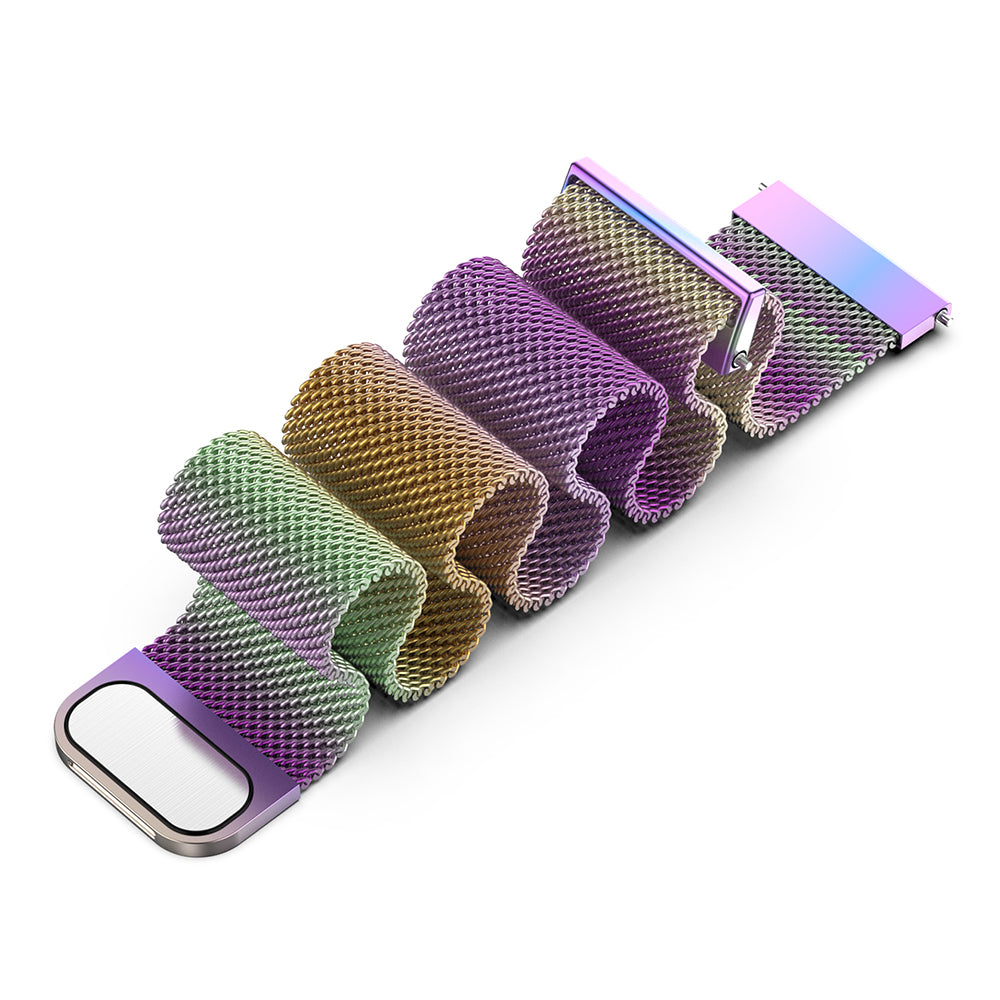 18mm Replacement Metal Watch Strap Breathable Milanese Smartwatch Wrist Band - Colorful