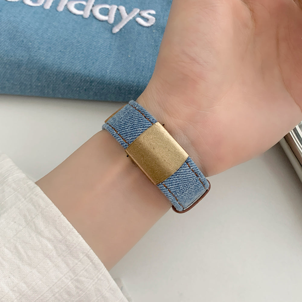 For Apple Watch Series 9 8 7 41mm / 6 5 4 SE (2023) SE (2022) SE 40mm / 3 2 1 38mm Replacement Strap Denim  Watch Band - Washed Blue