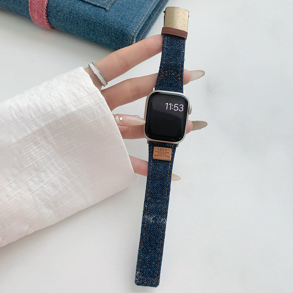 For Apple Watch Series 9 8 7 41mm / 6 5 4 SE (2023) SE (2022) SE 40mm / 3 2 1 38mm Replacement Strap Denim  Watch Band - Washed Blue