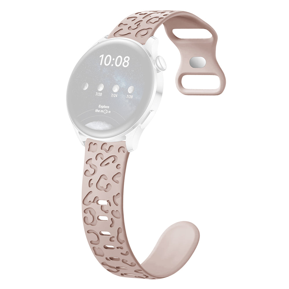 For Samsung Galaxy Watch6 Classic 47mm / 43mm / Garmin Venu Sq 2 20mm Silicone Watch Band Leopard Printed - Black