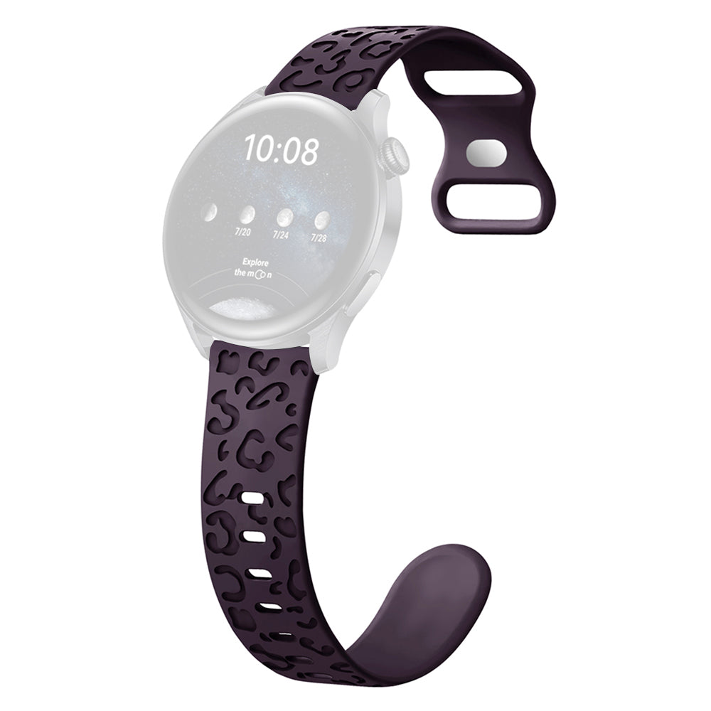 For Samsung Galaxy Watch6 Classic 47mm / 43mm / Garmin Venu Sq 2 20mm Silicone Watch Band Leopard Printed - Black
