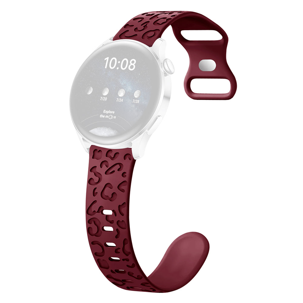 For Samsung Galaxy Watch6 Classic 47mm / 43mm / Garmin Venu Sq 2 20mm Silicone Watch Band Leopard Printed - Black