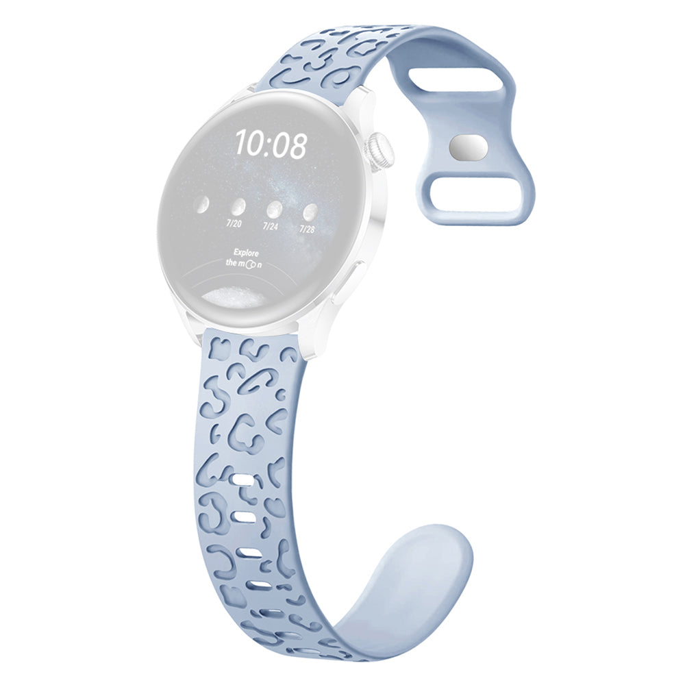 For Samsung Galaxy Watch6 Classic 47mm / 43mm / Garmin Venu Sq 2 20mm Silicone Watch Band Leopard Printed - Black
