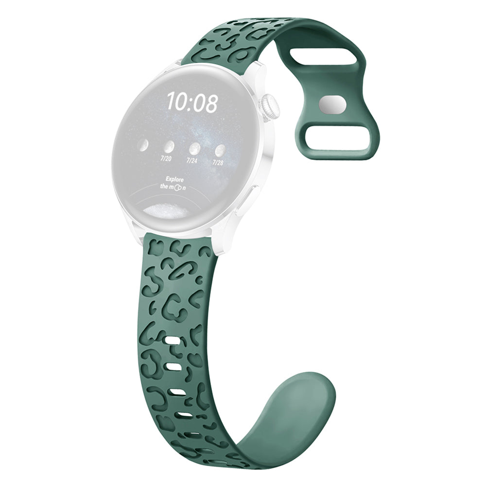 For Samsung Galaxy Watch6 Classic 47mm / 43mm / Garmin Venu Sq 2 20mm Silicone Watch Band Leopard Printed - Black