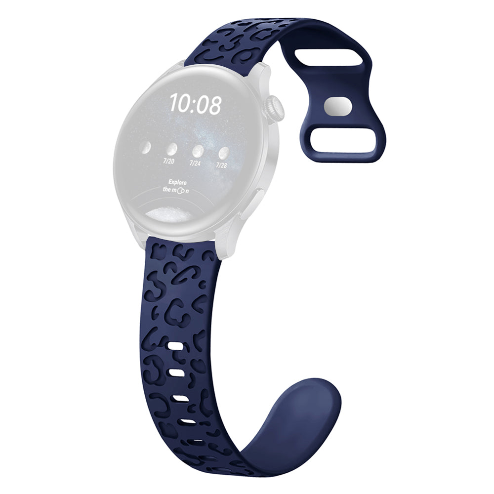 For Samsung Galaxy Watch6 Classic 47mm / 43mm / Garmin Venu Sq 2 20mm Silicone Watch Band Leopard Printed - Black