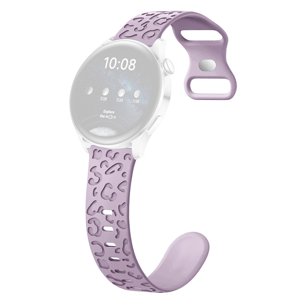 For Samsung Galaxy Watch6 Classic 47mm / 43mm / Garmin Venu Sq 2 20mm Silicone Watch Band Leopard Printed - Black