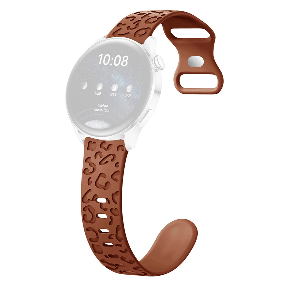 For Samsung Galaxy Watch6 Classic 47mm / 43mm / Garmin Venu Sq 2 20mm Silicone Watch Band Leopard Printed - Black