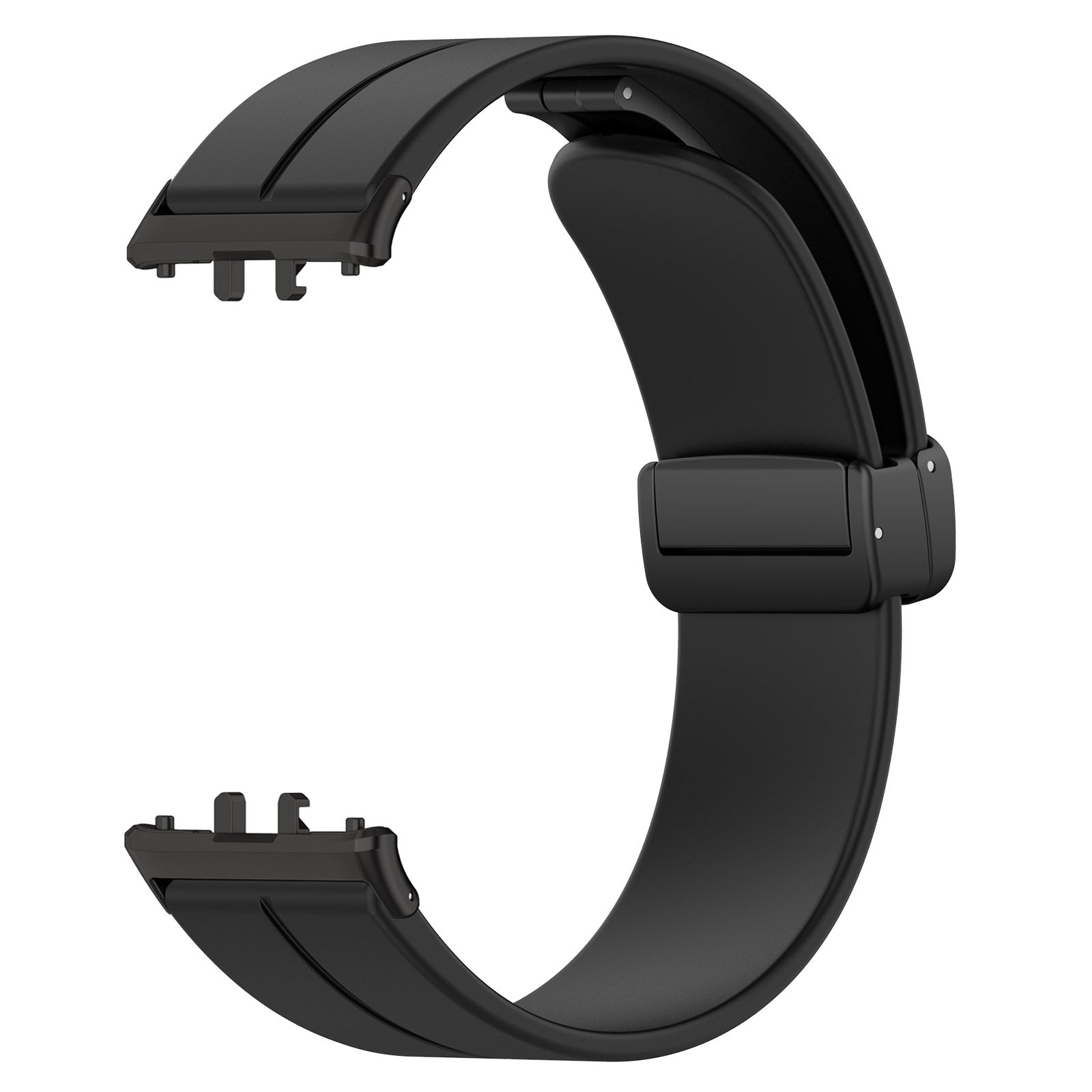 For Samsung Galaxy Fit3 SM-R390 Silicone Strap Replacement Wrist Band with Folding Buckle - Black
