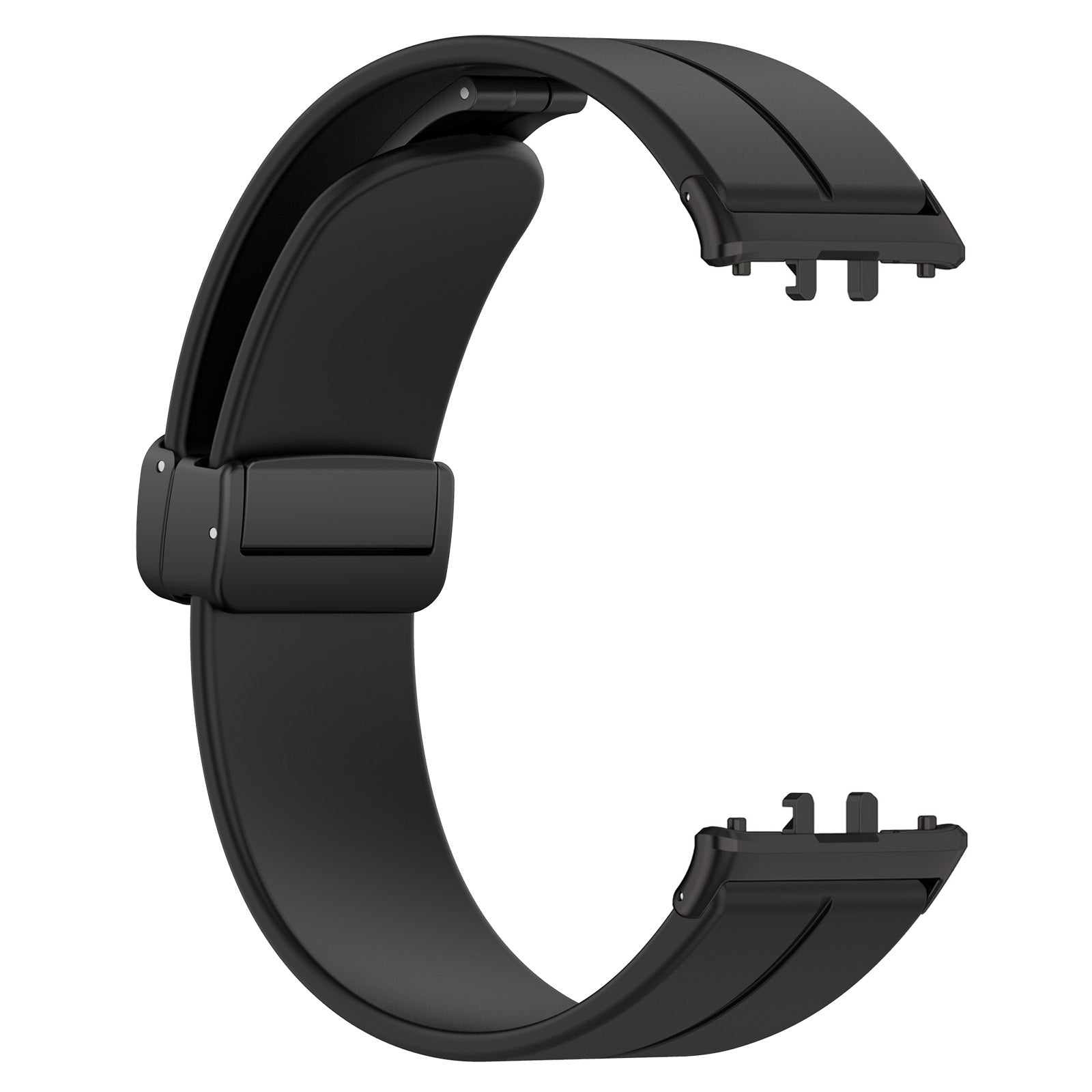 For Samsung Galaxy Fit3 SM-R390 Silicone Strap Replacement Wrist Band with Folding Buckle - Black