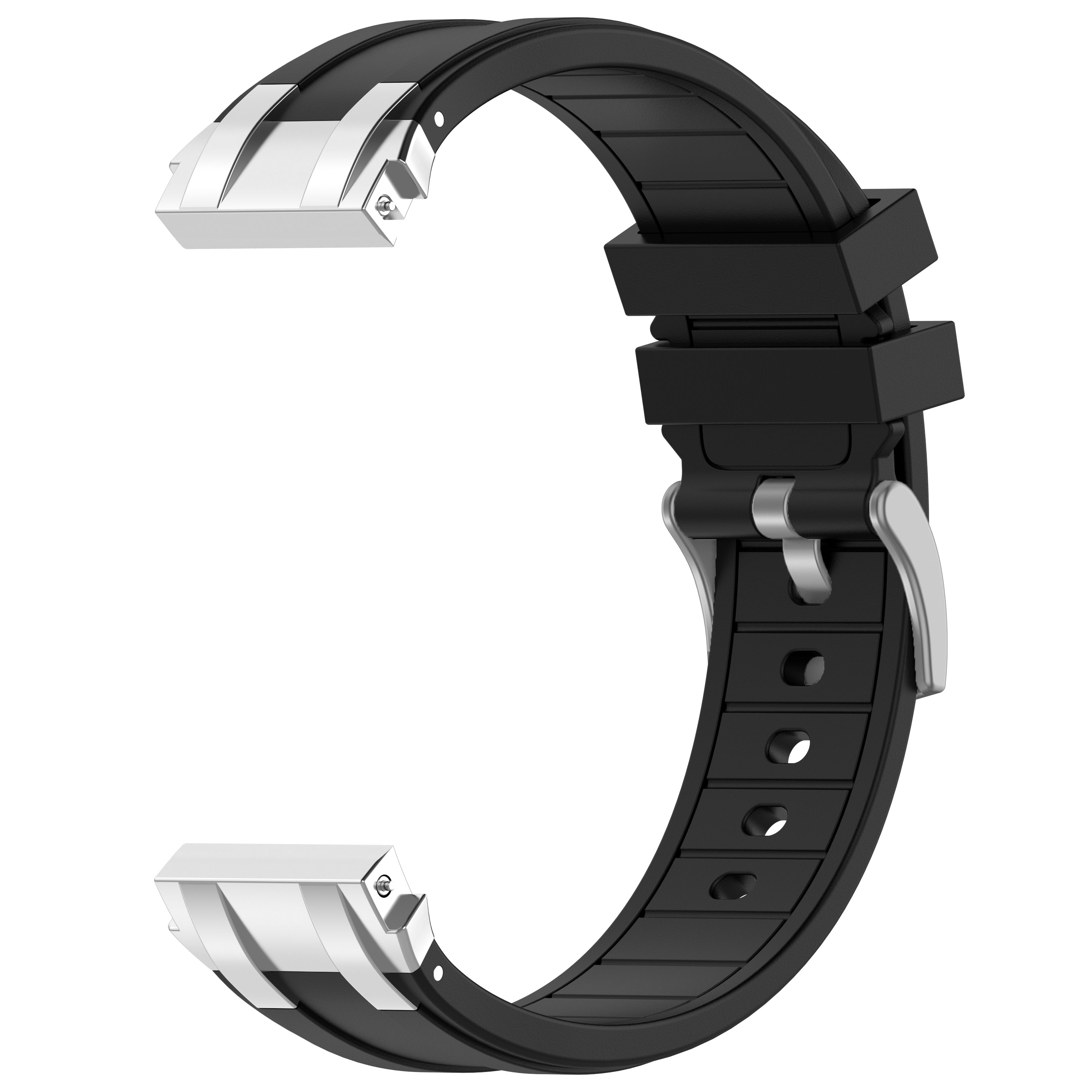 For Huawei / Samsung 22mm Universal Smartwatch Strap Silicone Replacement Band - Black