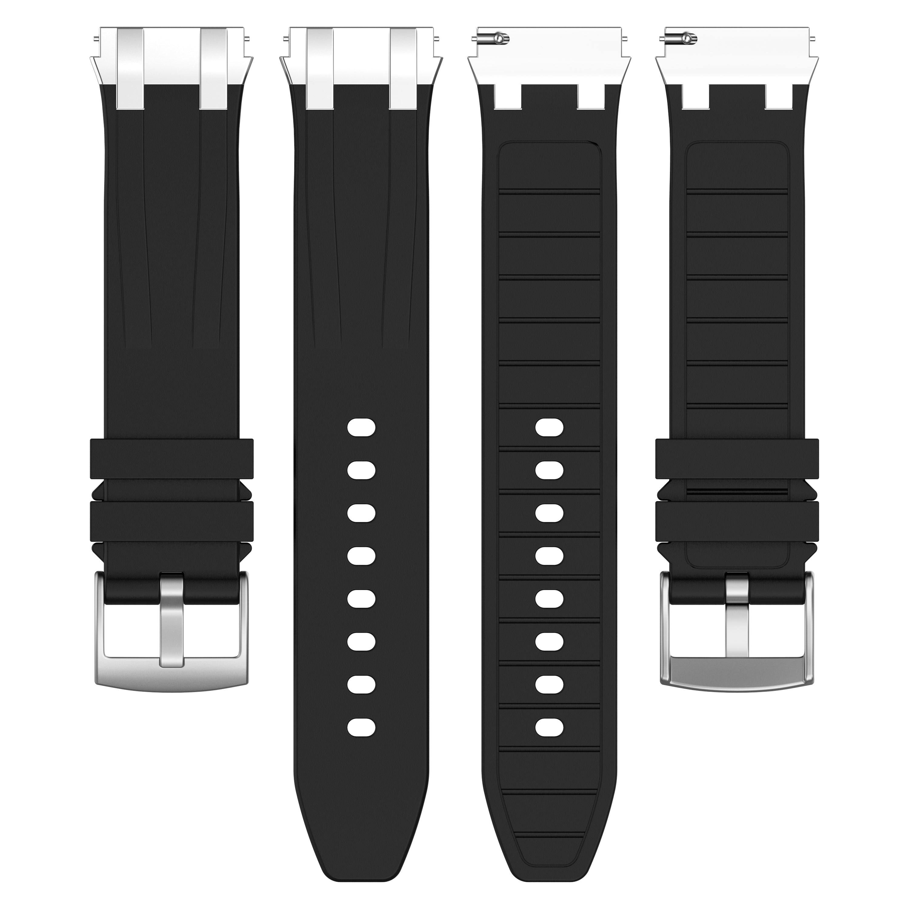 For Huawei / Samsung 22mm Universal Smartwatch Strap Silicone Replacement Band - Black