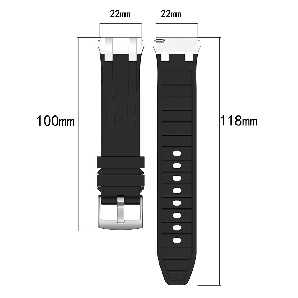 For Huawei / Samsung 22mm Universal Smartwatch Strap Silicone Replacement Band - Black