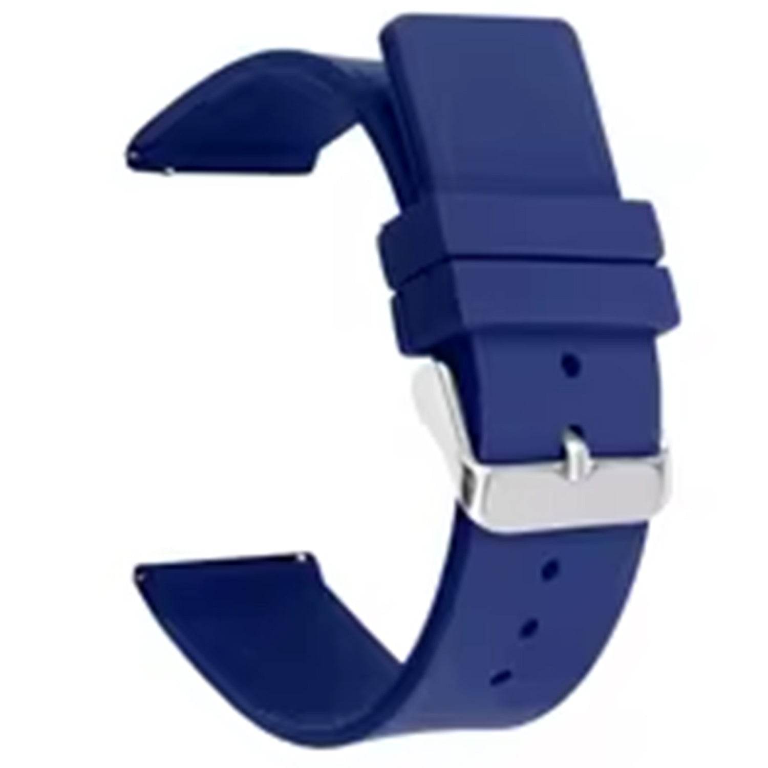 18mm Universal Replacement Watch Strap Sporty Silicone Wrist Band with Silver Buckle - Dark Blue