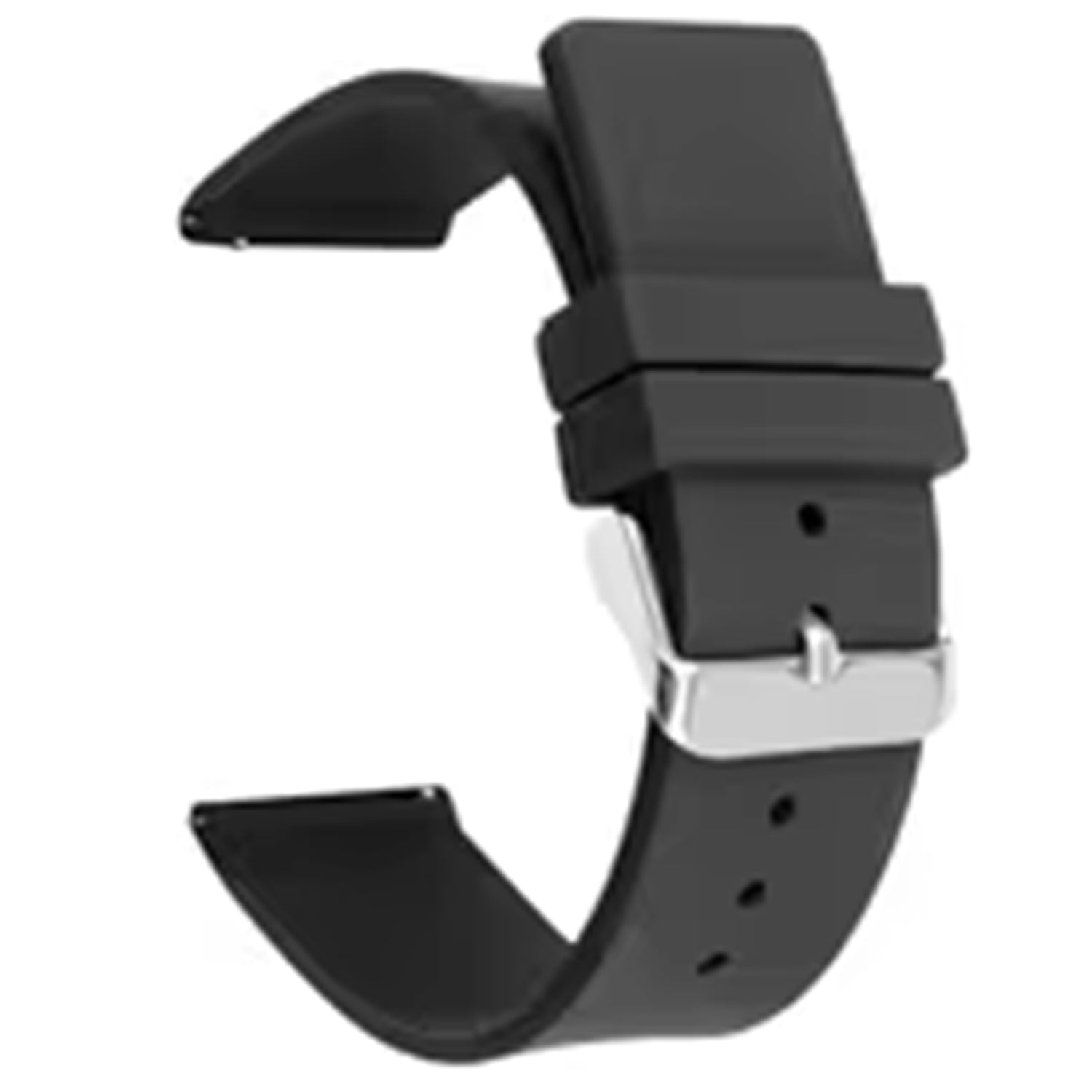 20mm Universal Silicone Watch Strap Sporty Replacement Wrist Band with Silver Buckle - Dark Blue