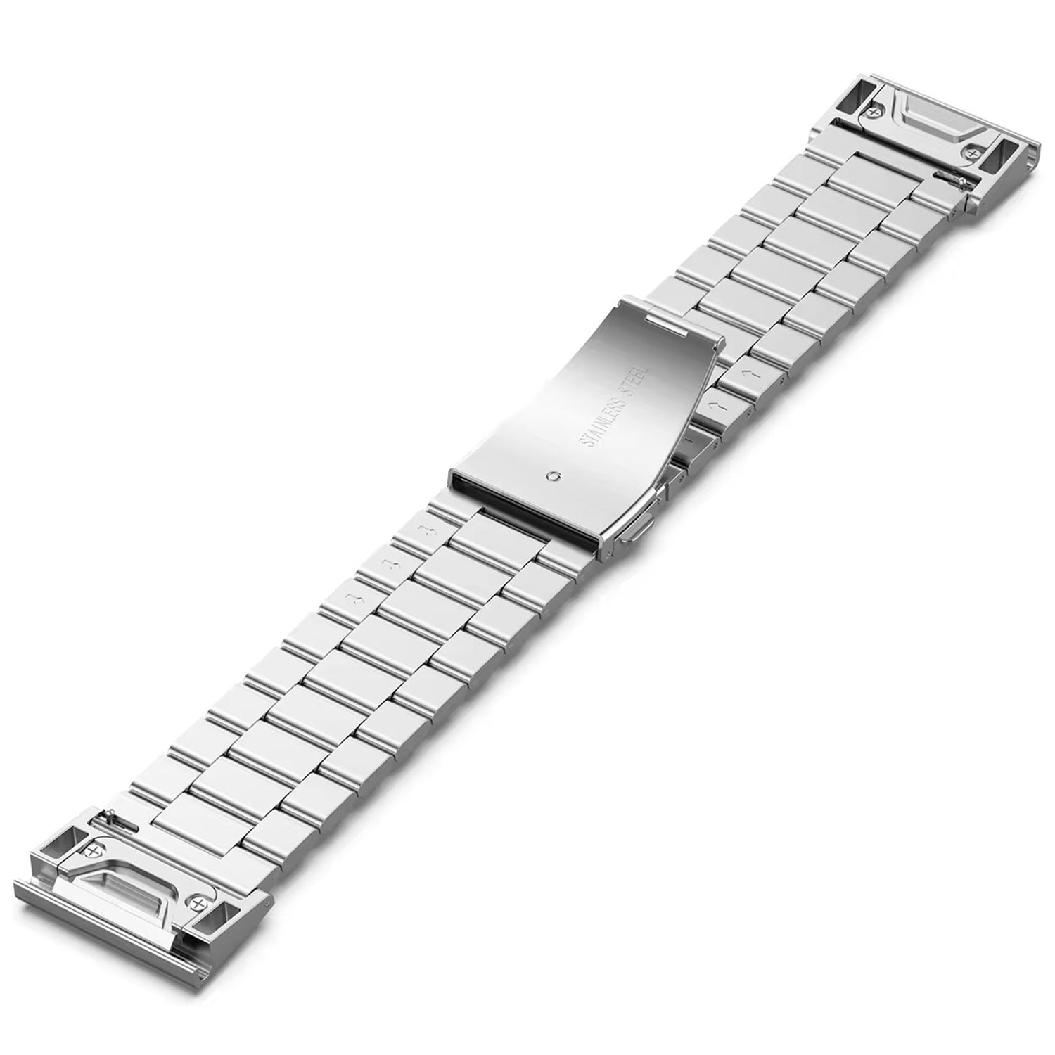 For Garmin QuickFit 26mm / Garmin Fenix 7X / 7X Pro / 6X Stainless Steel Strap 3 Beads Watch Band - Silver