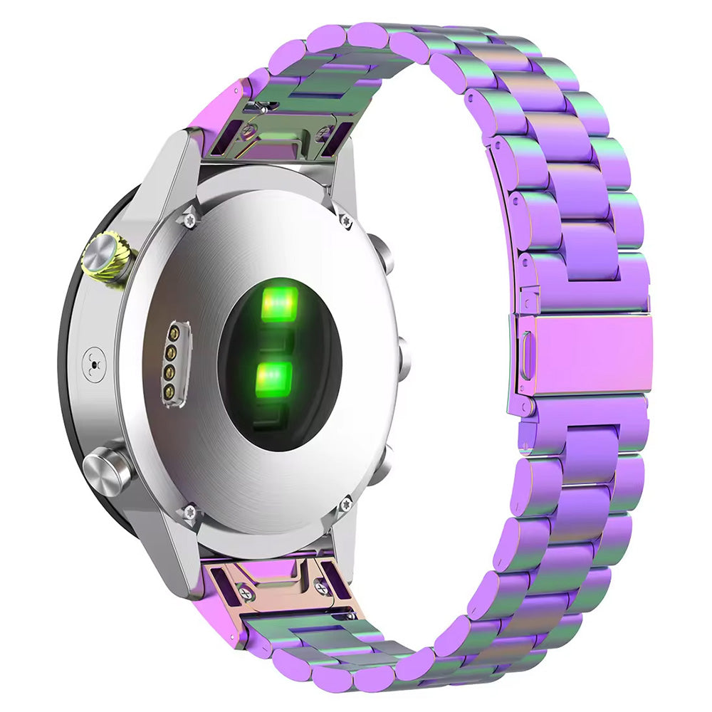 For Garmin Fenix 7S / 7S Pro / 6S / 6S Pro Watch Band 20mm Stainless Steel 3-Bead Wrist Strap - Multi-color