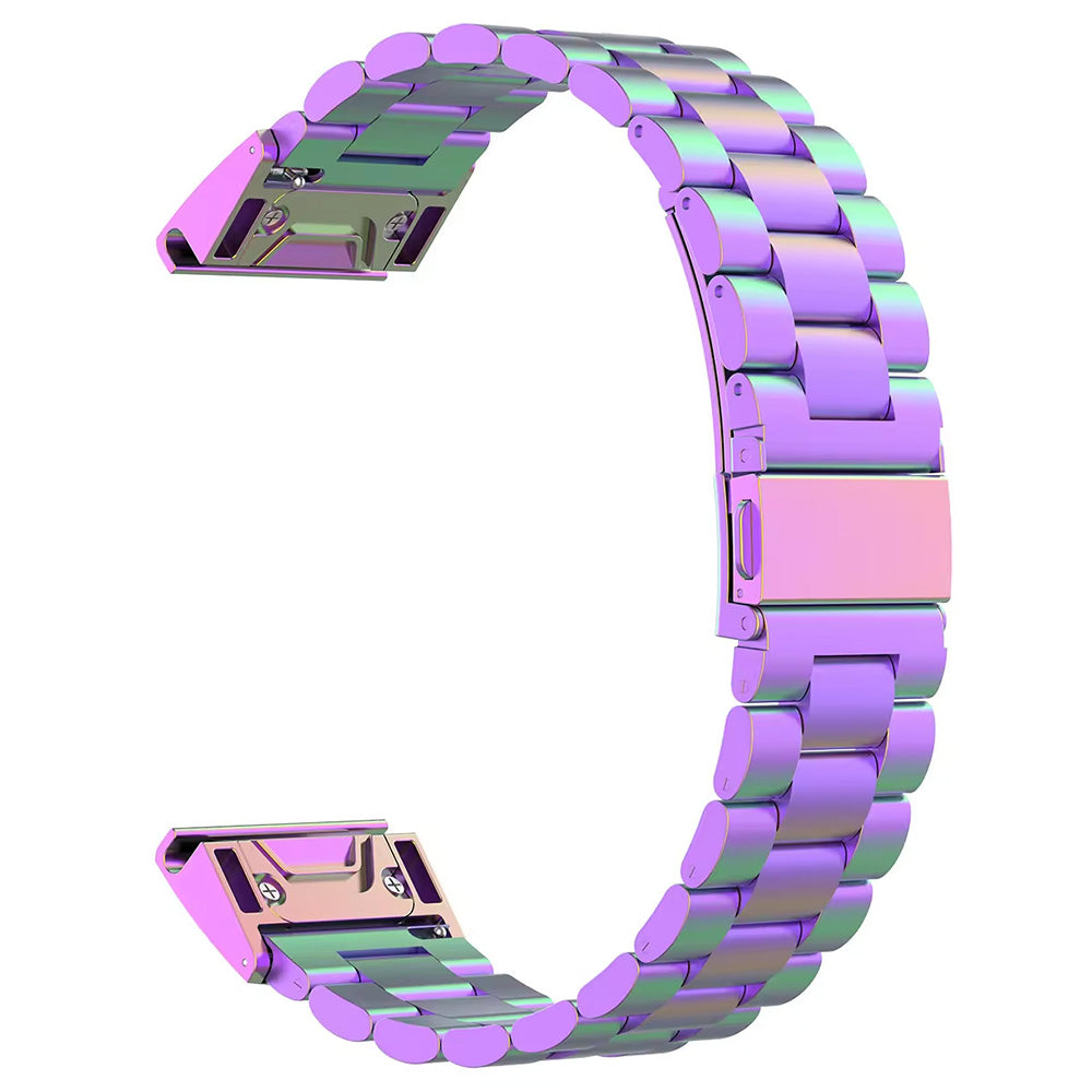 For Garmin Fenix 7S / 7S Pro / 6S / 6S Pro Watch Band 20mm Stainless Steel 3-Bead Wrist Strap - Multi-color