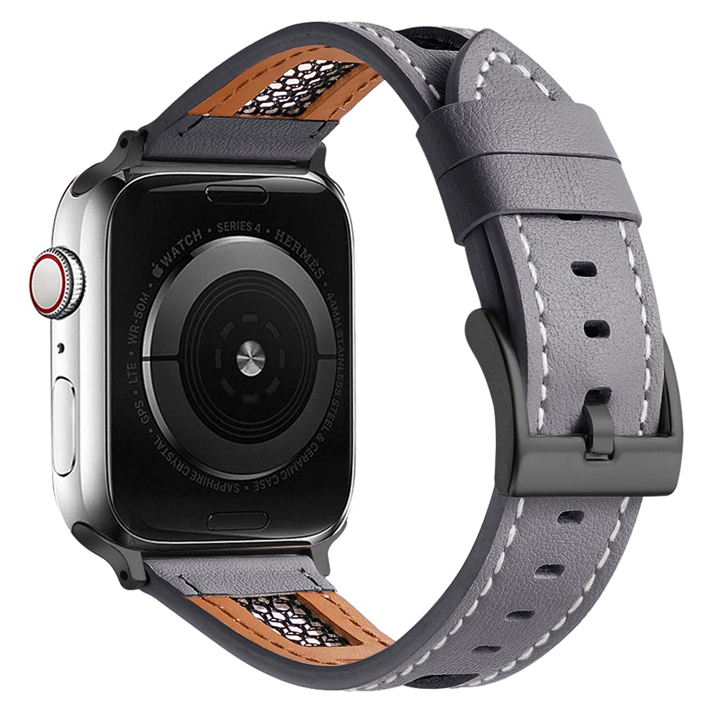 For Apple Watch Ultra 2 Ultra 49mm / Series 9 8 7 45mm / 6 5 4 SE (2022) SE (2023) SE 44mm / 3 2 1 42mm Genuine Cow Leather Band - Dark Brown