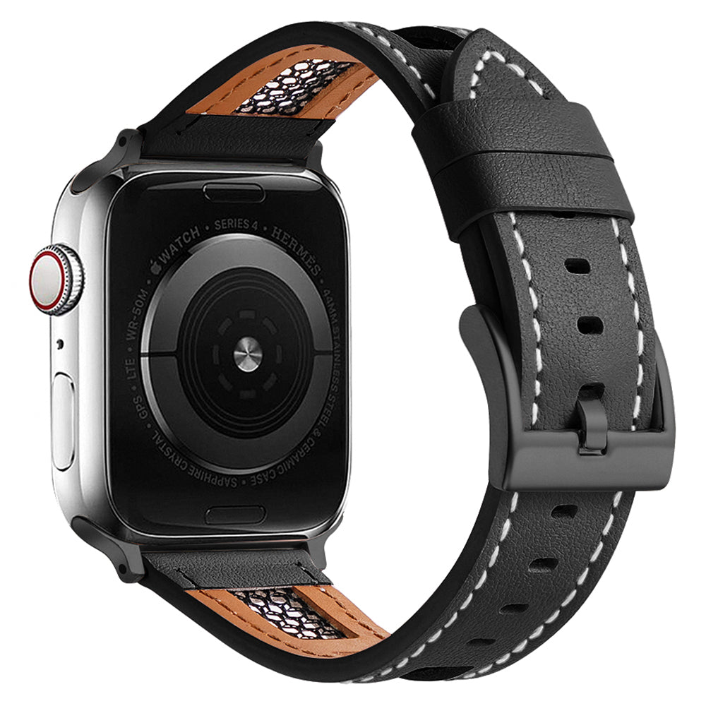 For Apple Watch Ultra 2 Ultra 49mm / Series 9 8 7 45mm / 6 5 4 SE (2022) SE (2023) SE 44mm / 3 2 1 42mm Genuine Cow Leather Band - Dark Brown