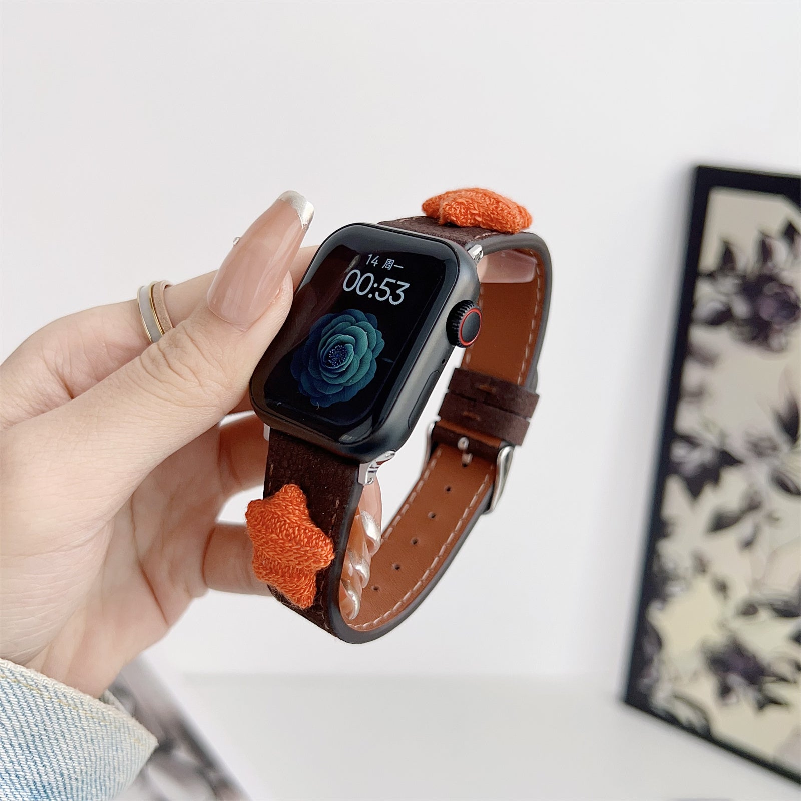 For Apple Watch Ultra 2 Ultra 49mm / Series 9 8 7 45mm / 6 5 4 SE (2022) SE (2023) SE 44mm / 3 2 1 42mm Strap Genuine Cow Leather Band - Black